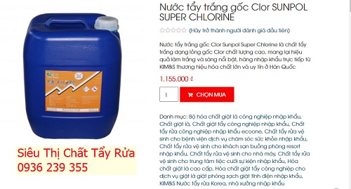 Nước tẩy trắng gốc clo sunpol super chlorine