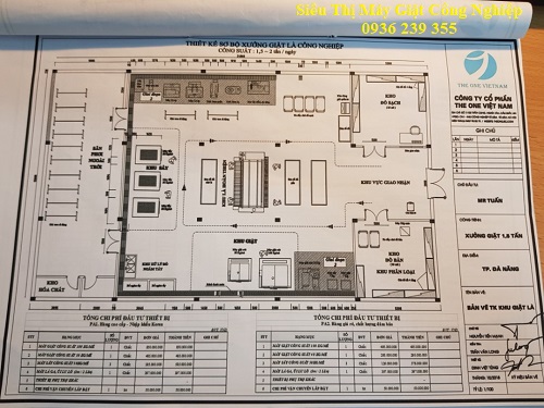 Bản vẽ thiết bị cho xưởng giặt