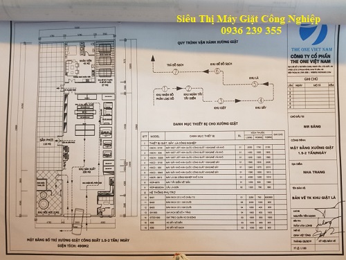 Mặt bằng bố trí xưởng giặt 1.5-2 tấn