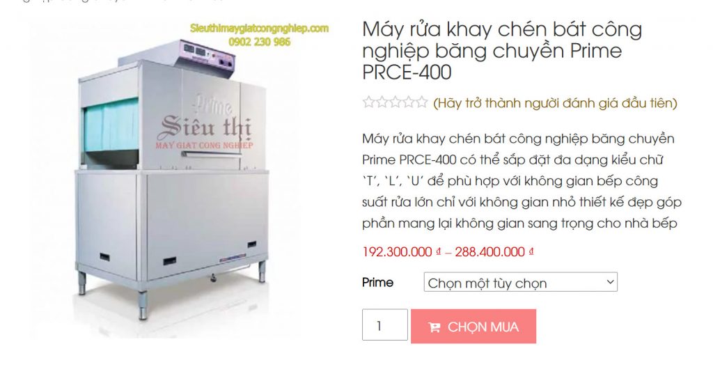 Máy rửa khay chén bát công nghiệp băng chuyền Prime PRCE-400