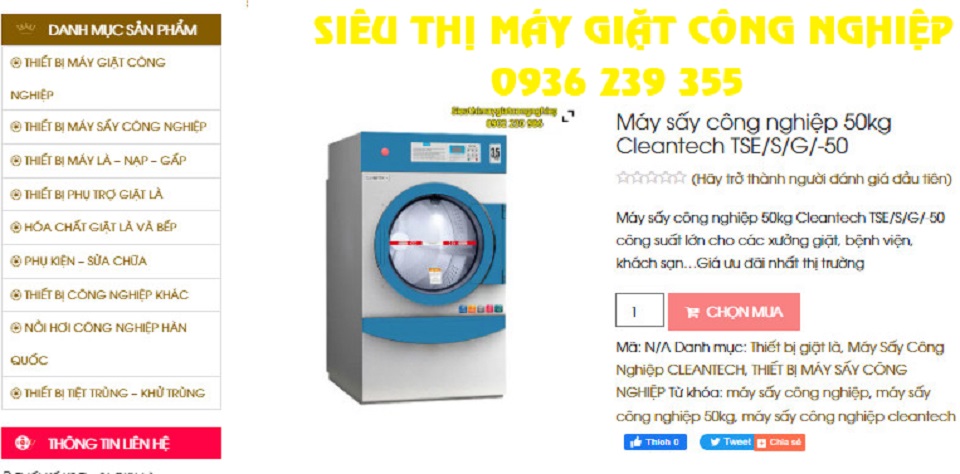 Máy sấy công nghiệp Cleantech 50kg