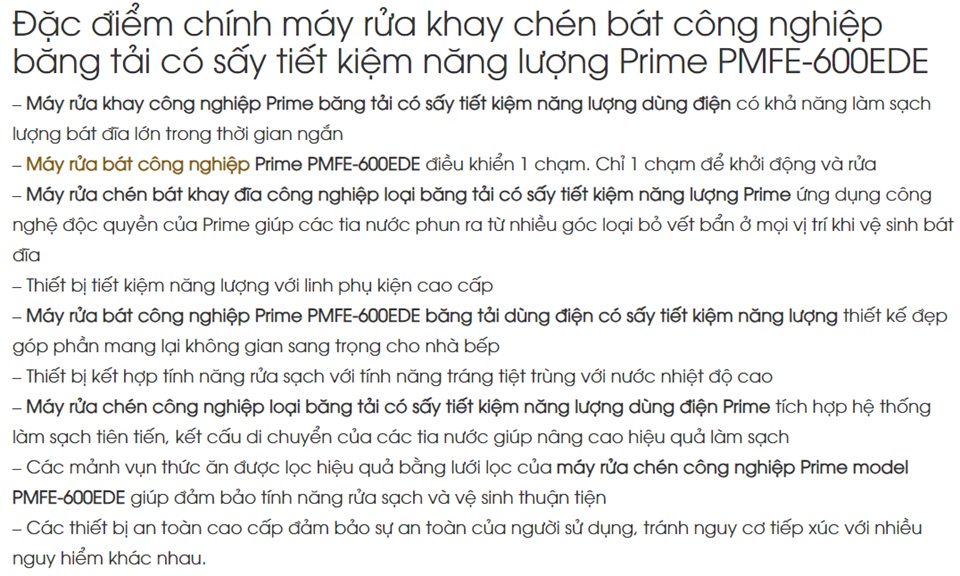 Tính năng nổi bật của máy rửa khay công nghiệp Prime