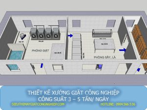 thiết kế xưởng giặt công nghiệp 3 đến 5 tấn ngày
