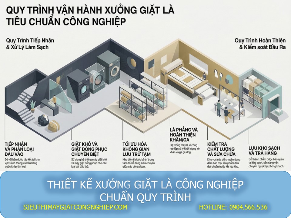 Thiết kế xưởng giặt công nghiệp chuẩn quy trình 5 Sao