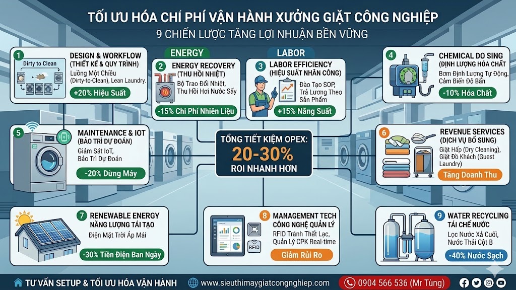 9 Bước tối ưu quy trình vận hành xưởng giặt