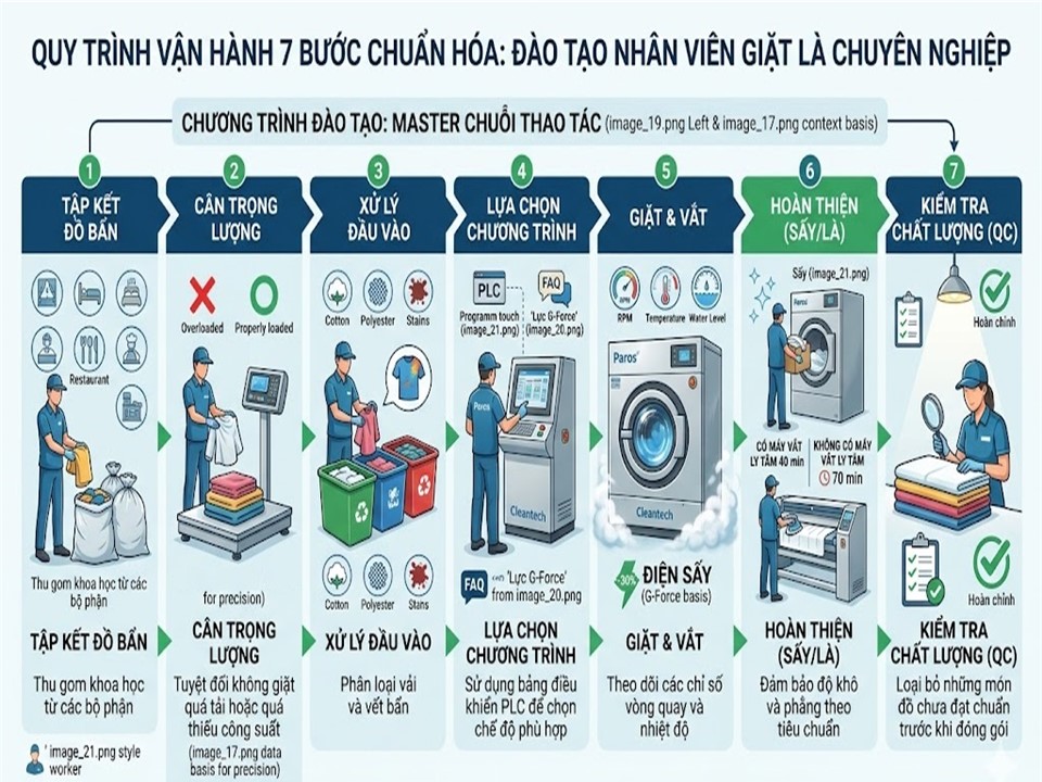 Chuẩn hóa 7 bước đào tạo nhân viên giặt là