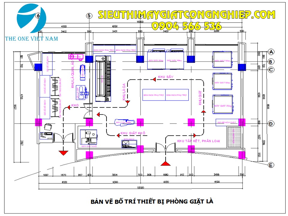 Thiết kế quy trình 1 chiều cho xưởng giặt khách sạn