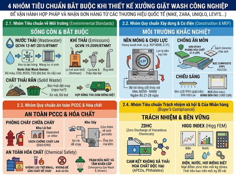 Tiêu chuẩn khi thiết kế xưởng wash công nghiệp