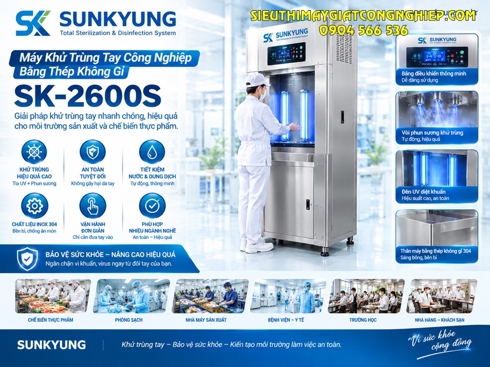 Máy khử trùng tay công nghiệp Sunkyung Thiết Bị Kiểm Soát Vi Sinh Vật Đầu Vào