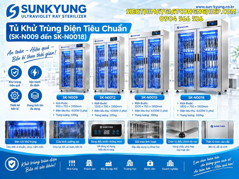 Tủ khủ trùng tiêu chuẩn bằng tia UV nhập khẩu nguyên chiếc