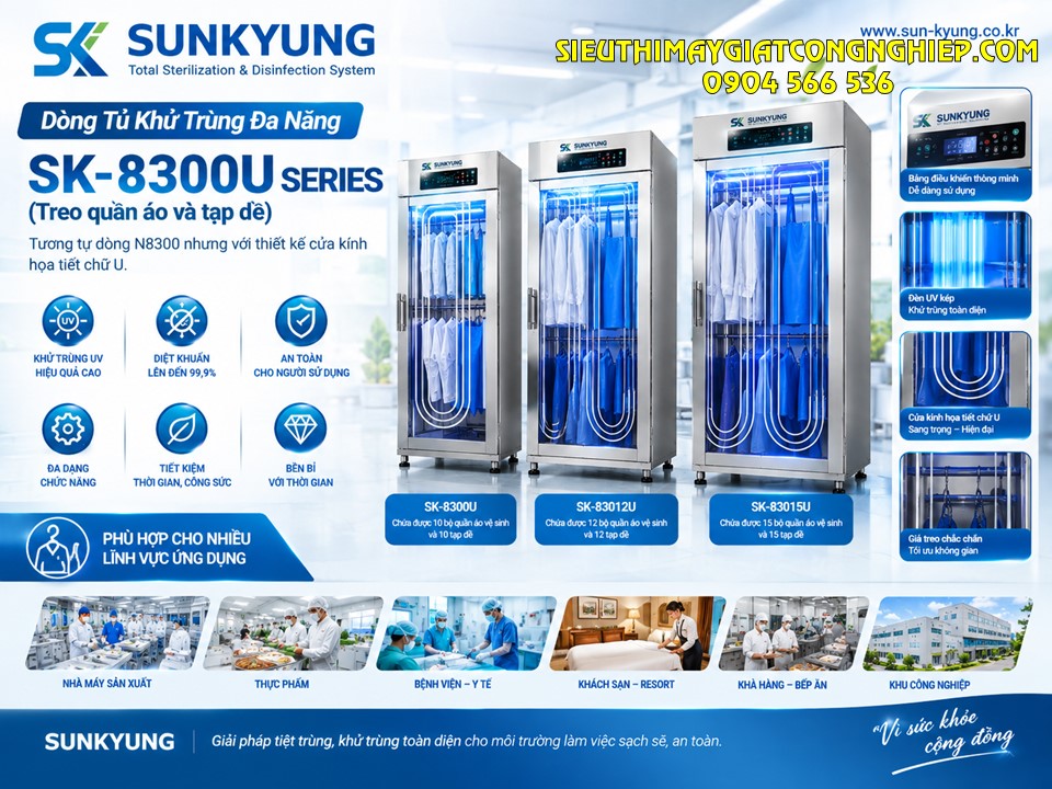 Tủ khử trùng quần áo, tạp dề đa năng Sunkyung
